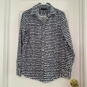 Banana Republic Dillon Shirt Button-Up White Blue Dots Size Small